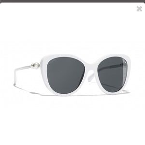 Chanel White Pearl Embellished 5339H Square Sunglasses